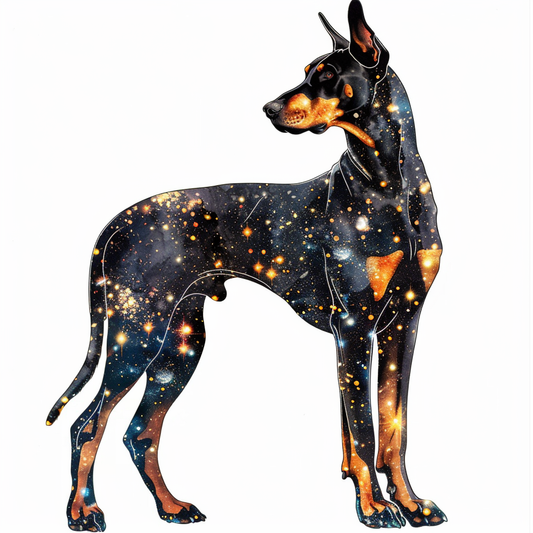 Doberman Pinscher Dog galaxy majestic Expressive surreal Vinyl Decal Sticker for Car, Laptop, Tumbler and more # F019504-4" x 4"