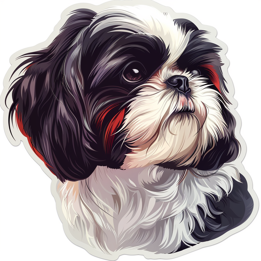 Adorable Shih Tzu Dog Expressive surreal Vinyl Decal Sticker for Car, Laptop, Tumbler and more # F018489