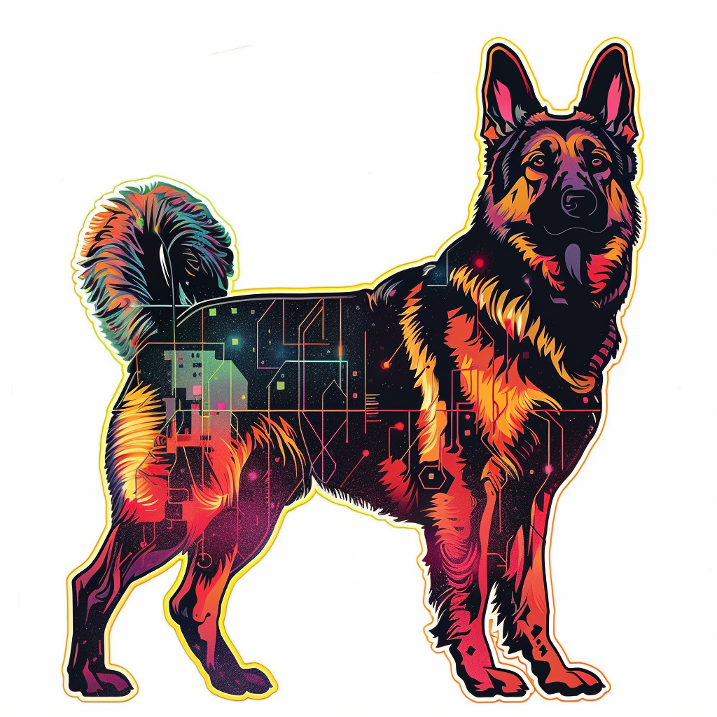 German Shepherd Dog cyber punk Vinyl Decal Sticker for Car, Laptop, Tumbler and more # F011541
