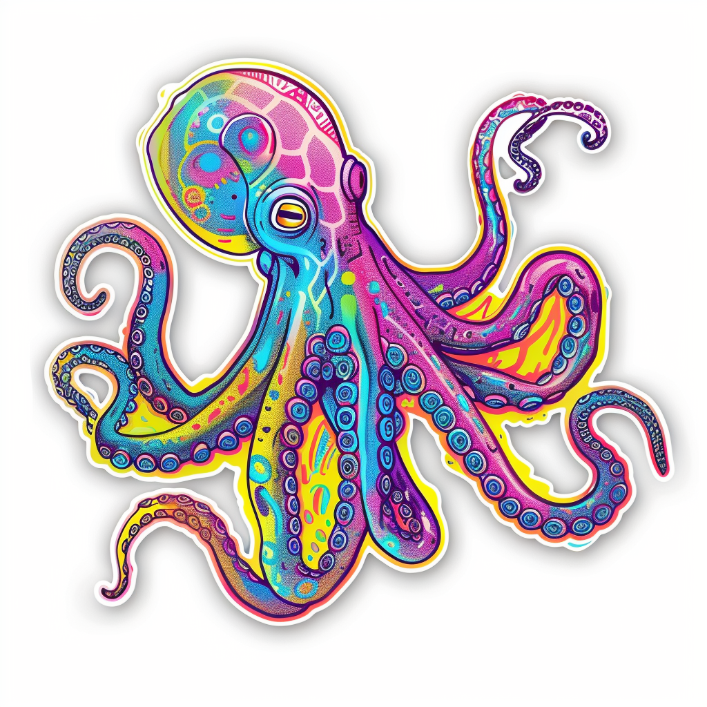 Octopus cyber punk majestic Expressive surreal Vinyl Decal Sticker for Car, Laptop, Tumbler and more # F015594