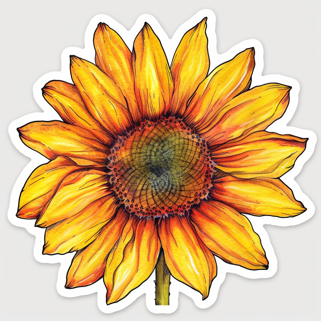 Sunflower flower majestic Expressive surreal Vinyl Decal Sticker for Car, Laptop, Tumbler and more # F023036