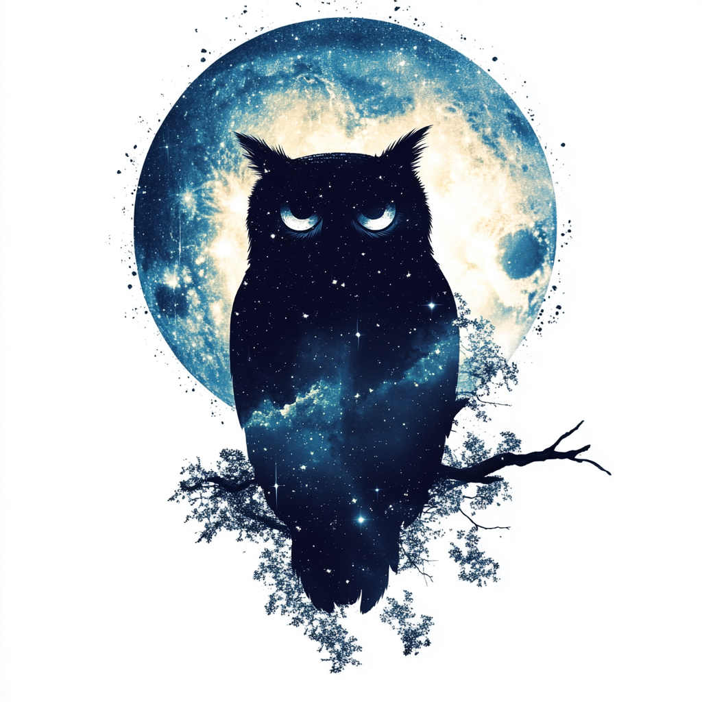 Owl Moon and Stars Vinyl Decal Sticker for Car, Laptop, Tumbler and more # F025736