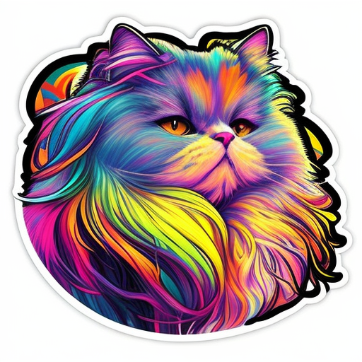 Persian Cat Expressive surreal Vinyl Decal Sticker for Car, Laptop, Tumbler and more # F016564