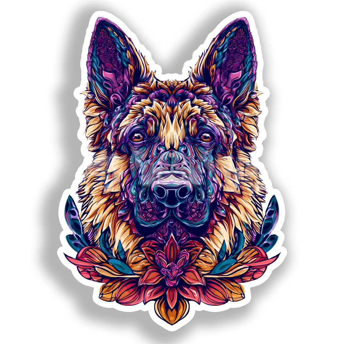 German Shepherd Dog Vinyl Decal Sticker for Car, Laptop, Tumbler and more # A019566-4" x 4"