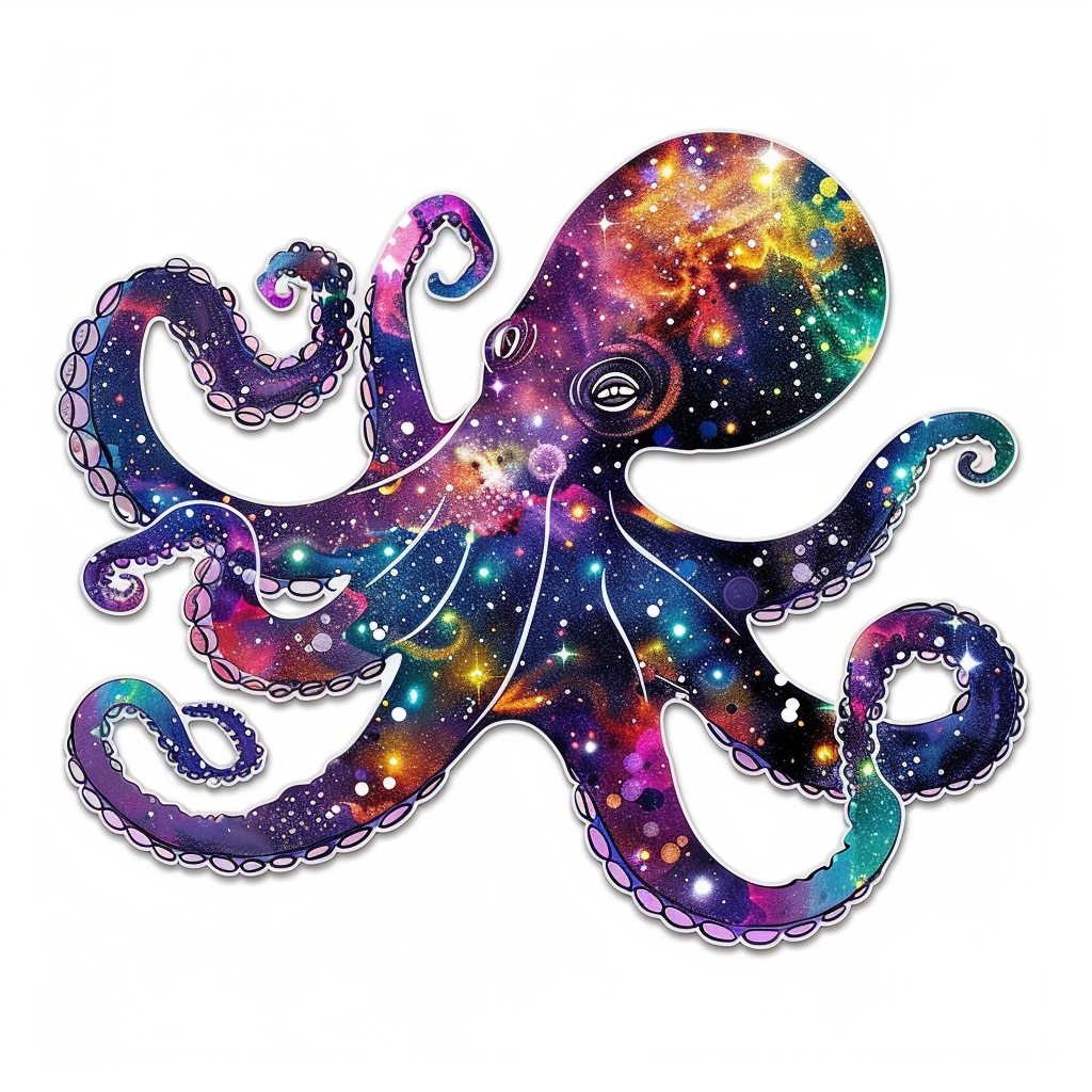 Sticker of a Octopus galaxy majestic Expressive surreal Vinyl Decal Sticker for Car, Laptop, Tumbler and more # F015593