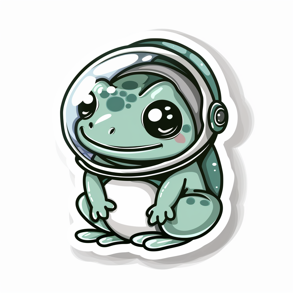 Sticker of a Cute and Adorable Frog full body wearing space suit Expressive surreal Vinyl Decal Sticker for Car, Laptop, Tumbler and more # F016670