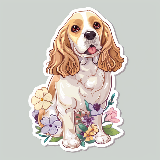 Adorable Cocker Spaniel Dog Expressive surreal Vinyl Decal Sticker for Car, Laptop, Tumbler and more # F020025-4" x 4"