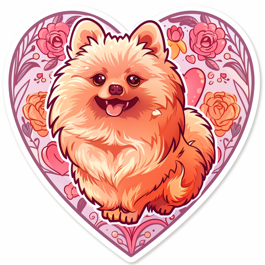 Sticker of a Pomeranian Dog majestic Expressive surreal Heartcore Vinyl Decal Sticker for Car, Laptop, Tumbler and more # F014028