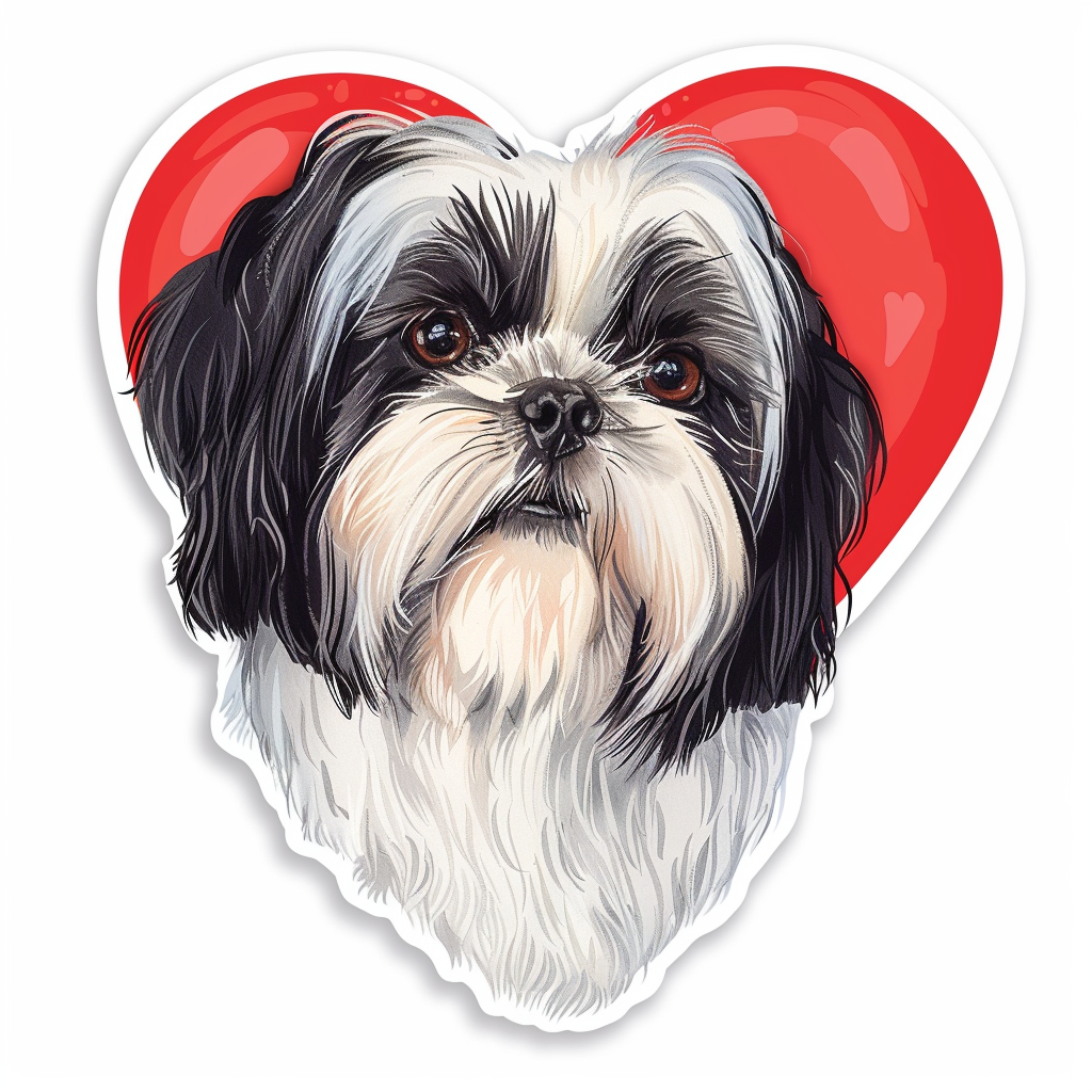 Adorable Shih Tzu Dog Expressive surreal Vinyl Decal Sticker for Car, Laptop, Tumbler and more # F018286