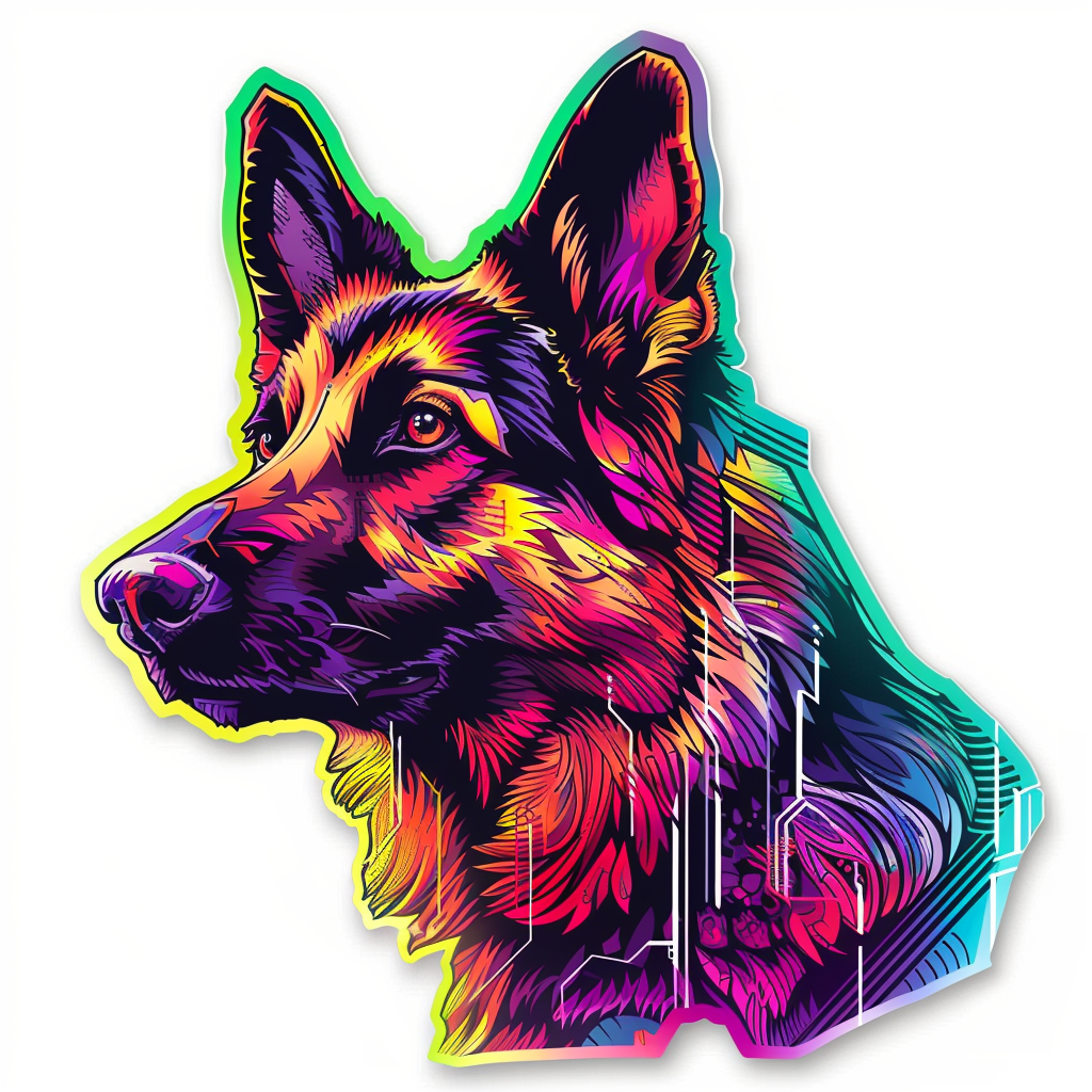 German Shepherd Dog cyber punk Vinyl Decal Sticker for Car, Laptop, Tumbler and more # F011503