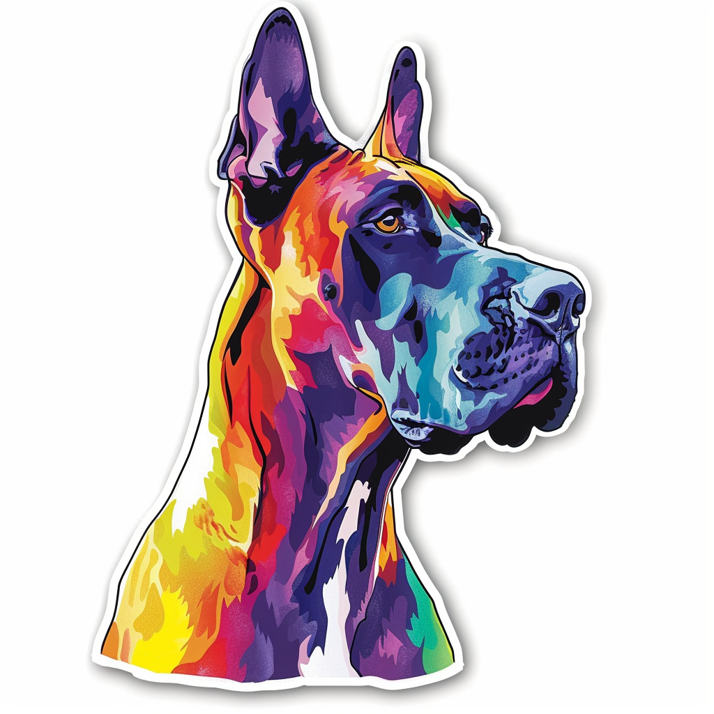 Adorable Great Dane Dog Expressive surreal Vinyl Decal Sticker for Car, Laptop, Tumbler and more # F017736