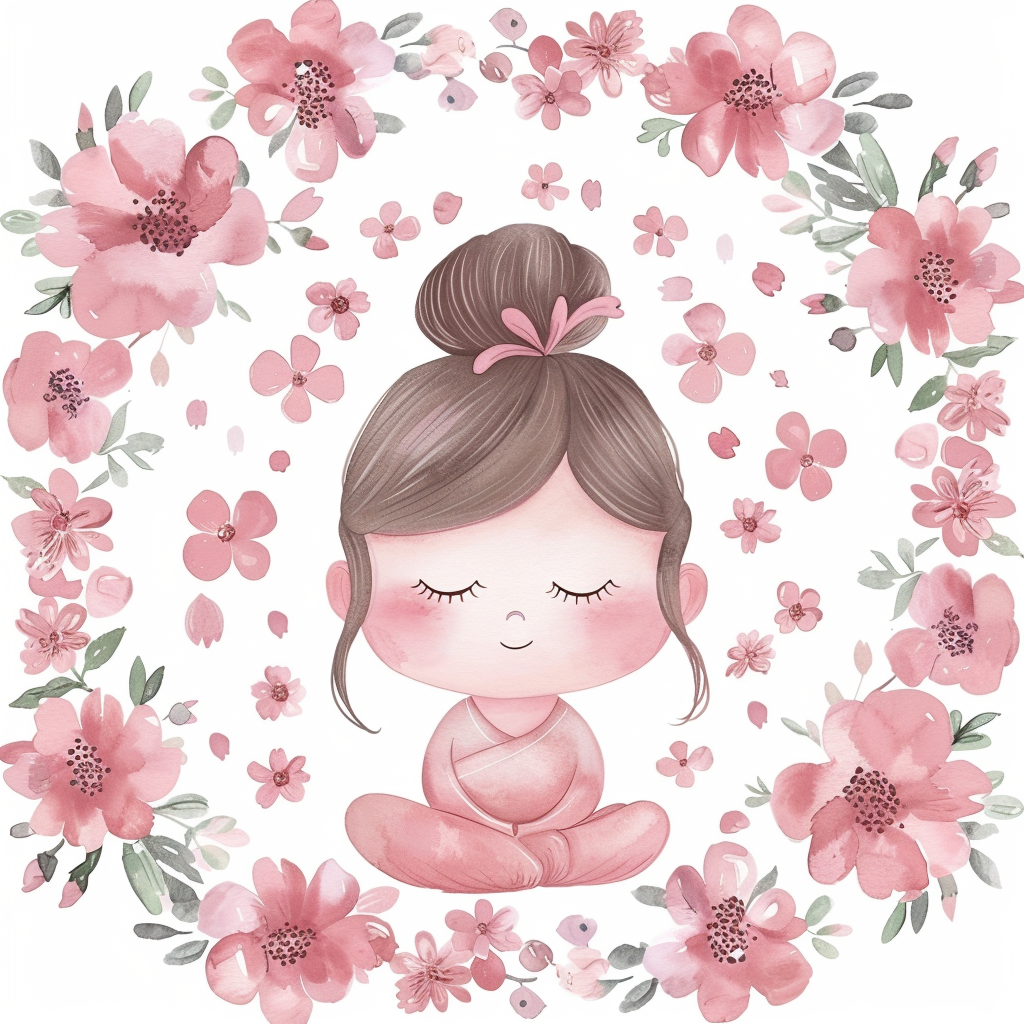 Adorable Girl meditating like buddha Expressive surreal Vinyl Decal Sticker for Car, Laptop, Tumbler and more # F017161