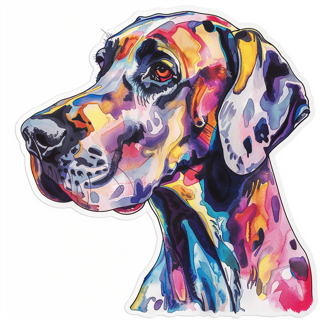 Adorable Great Dane Dog Expressive surreal Vinyl Decal Sticker for Car, Laptop, Tumbler and more # F017878