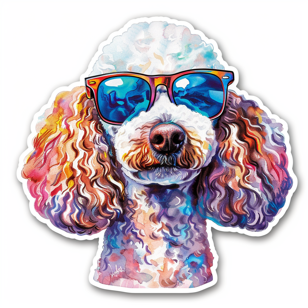 Poodle Dog wearing sunglasses Vinyl Decal Sticker for Car, Laptop, Tumbler and more # F012451