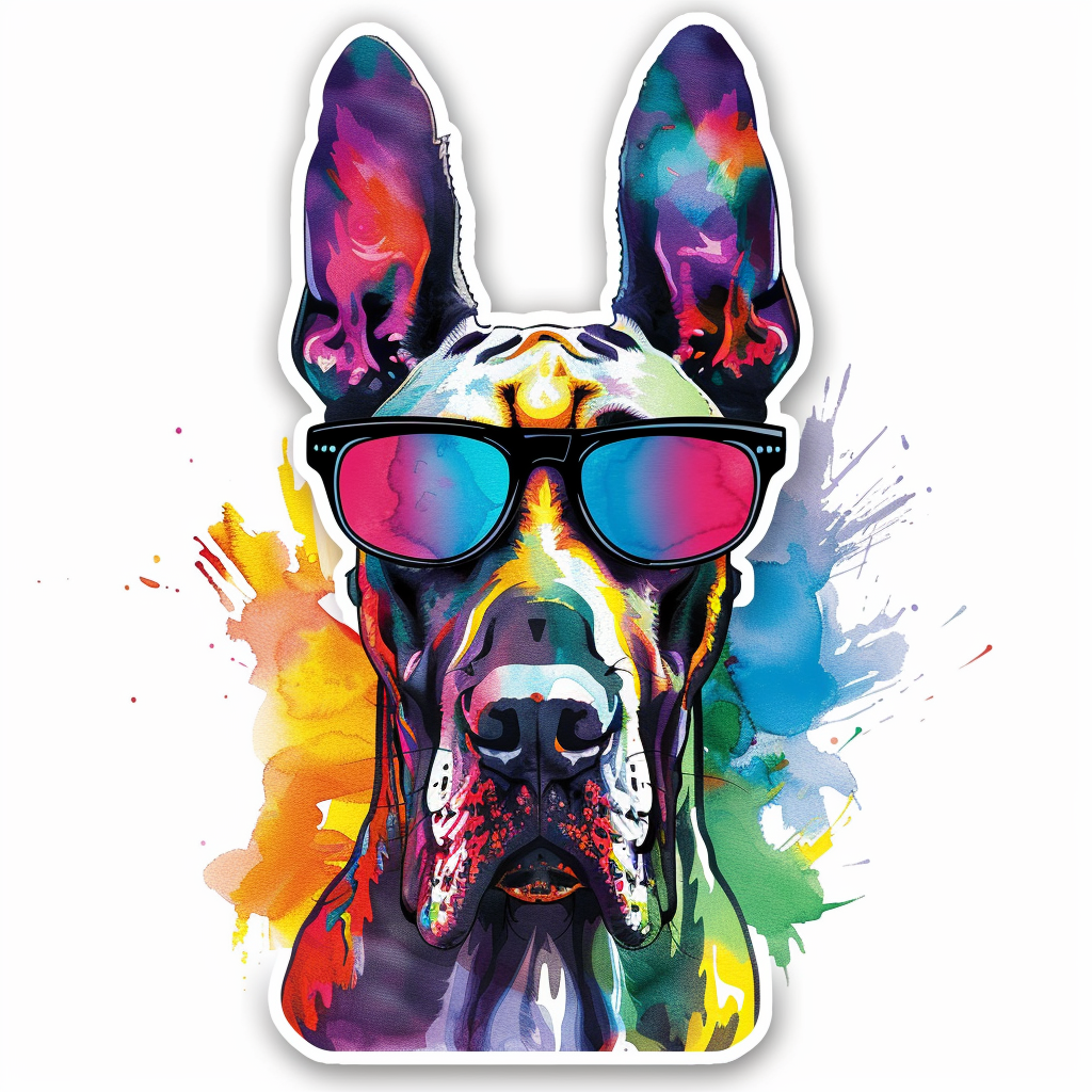 Adorable Great Dane Dog Expressive surreal Vinyl Decal Sticker for Car, Laptop, Tumbler and more # F018098