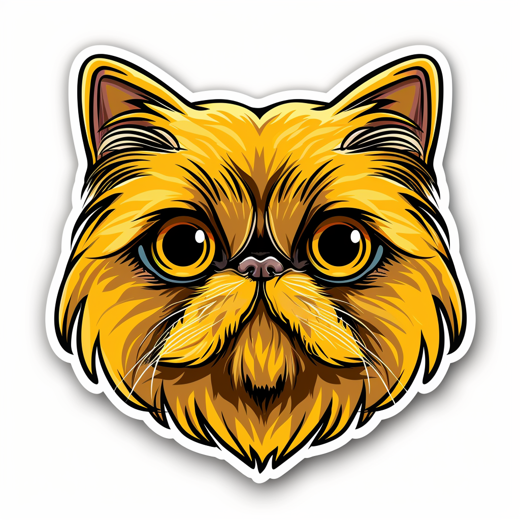 Sticker of a Persian Cat Expressive surreal Vinyl Decal Sticker for Car, Laptop, Tumbler and more # F016335