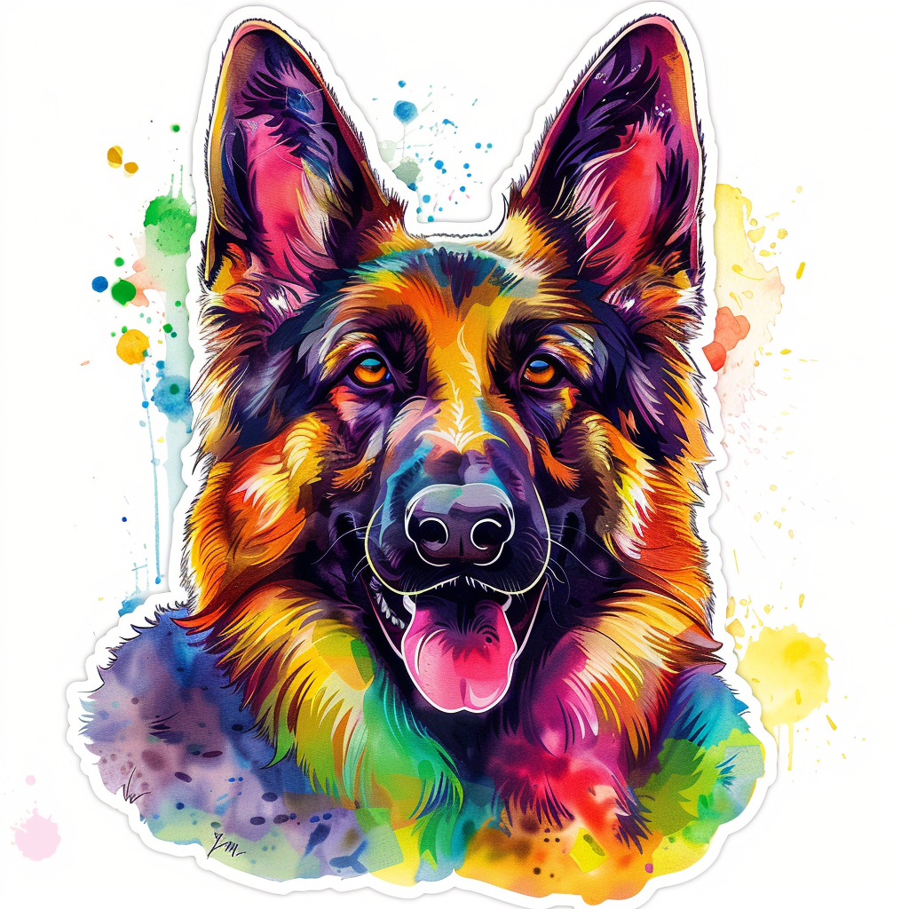 German Shepherd Dog cartoon Vinyl Decal Sticker for Car, Laptop, Tumbler and more # F011533