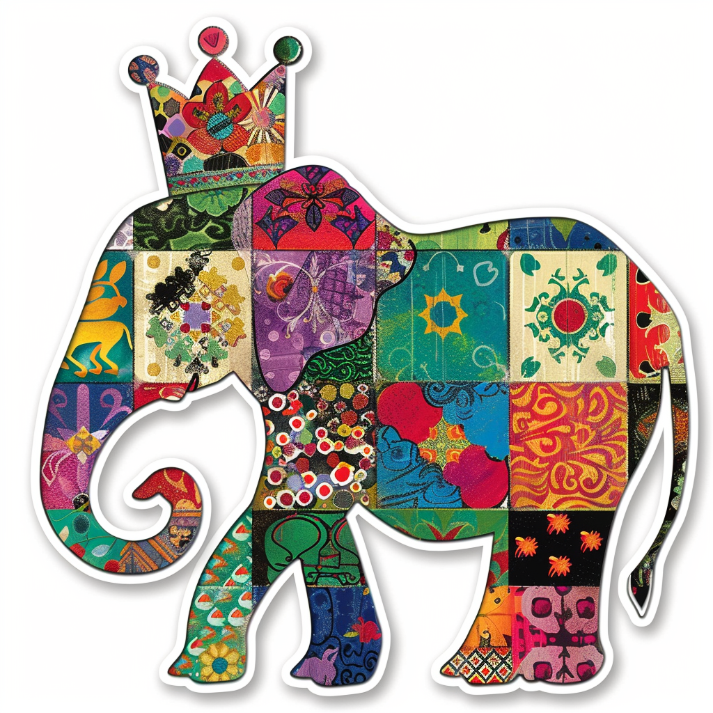 Elephant Expressive surreal Vinyl Decal Sticker for Car, Laptop, Tumbler and more # F022305-4" x 4"