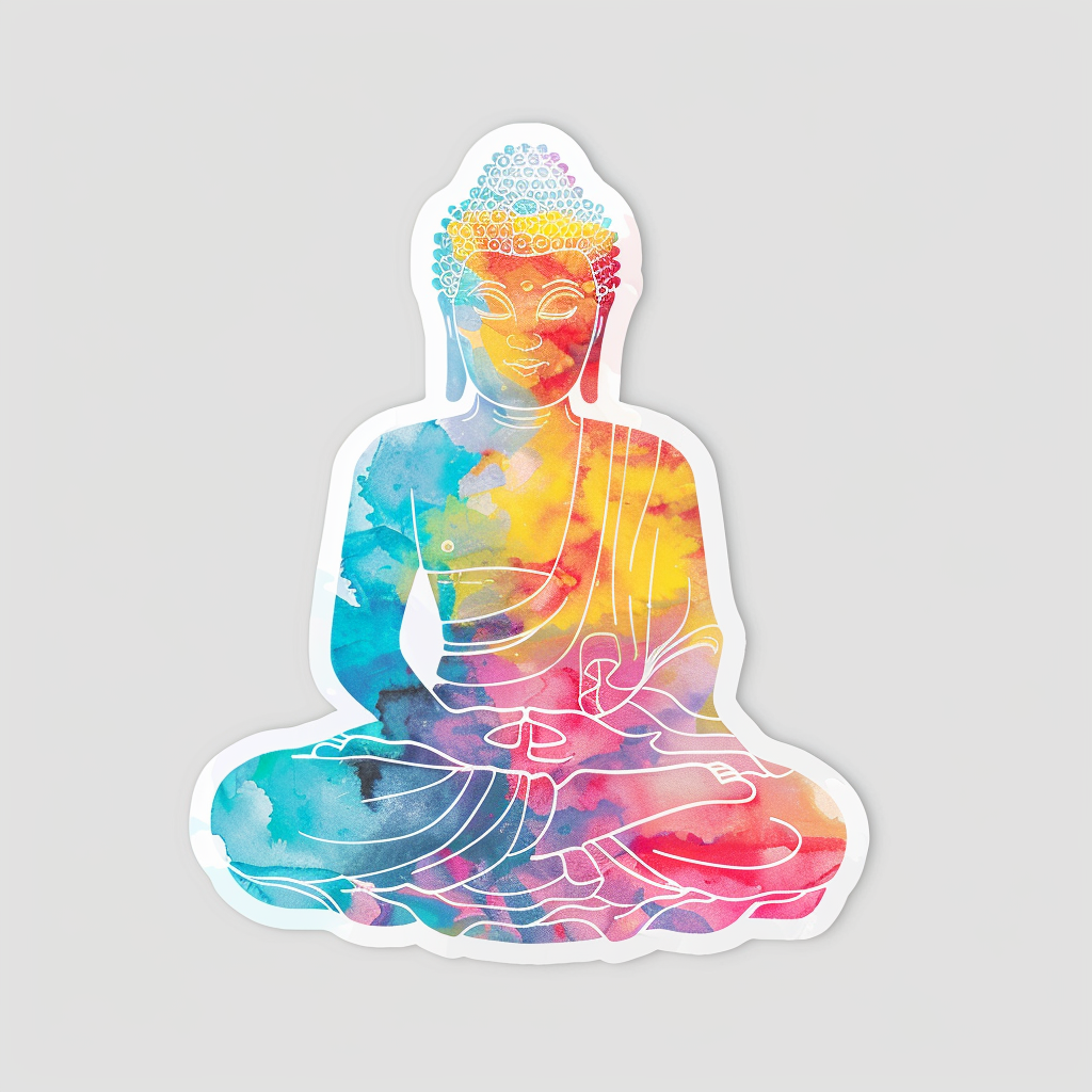 Buddha cartoon majestic Expressive surreal Vinyl Decal Sticker for Car, Laptop, Tumbler and more # F017141