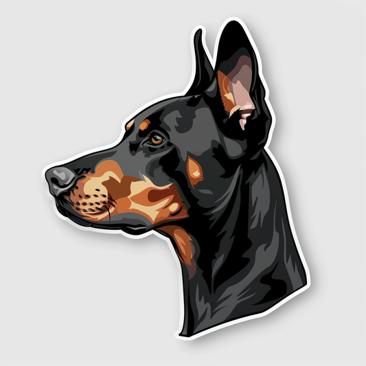 Doberman Pinscher Dog majestic Expressive surreal Vinyl Decal Sticker for Car, Laptop, Tumbler and more # F019562-4" x 4"