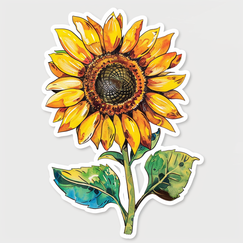 Sunflower flower majestic Expressive surreal Vinyl Decal Sticker for Car, Laptop, Tumbler and more # F023001