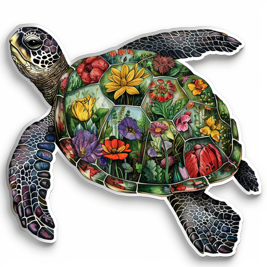 turtle majestic Expressive surreal Vinyl Decal Sticker for Car, Laptop, Tumbler and more # F022086-4" x 4"