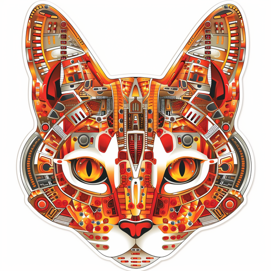 Abyssinian Cat astronaut majestic Expressive surreal Vinyl Decal Sticker for Car, Laptop, Tumbler and more # F021034-4" x 4"