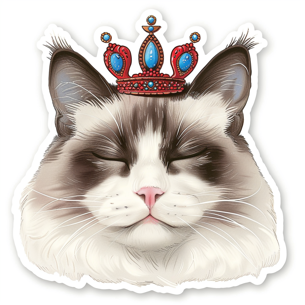 Ragdoll Cat crowned Vinyl Decal Sticker for Car, Laptop, Tumbler and more # F010225