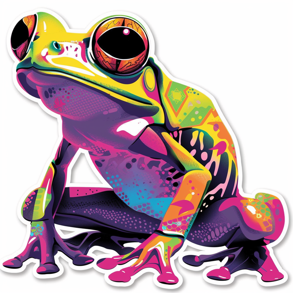 Sticker of a Frog cute and adorable Expressive surreal Vinyl Decal Sticker for Car, Laptop, Tumbler and more # F016713