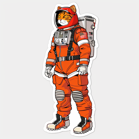 Abyssinian Cat astronaut majestic Expressive surreal Vinyl Decal Sticker for Car, Laptop, Tumbler and more # F021029-4" x 4"
