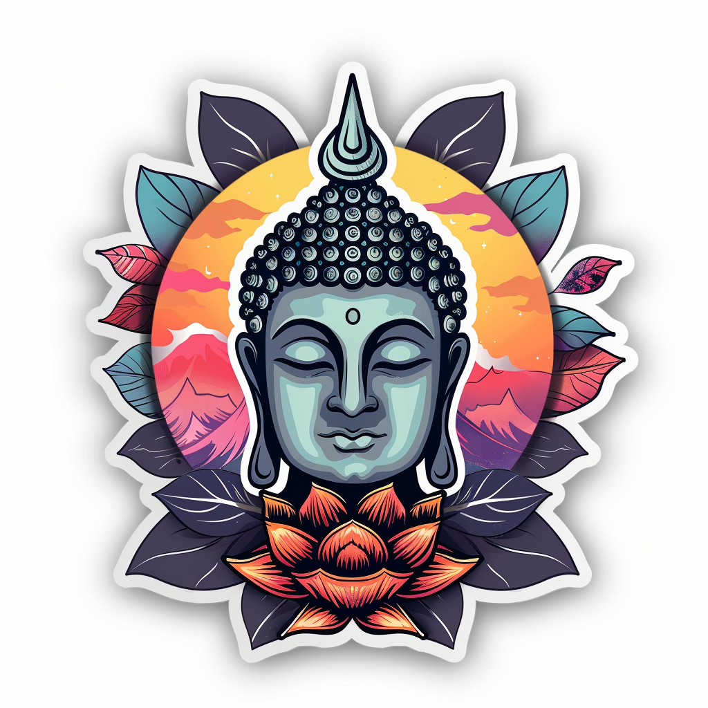 Sticker of a Buddha majestic Expressive surreal Vinyl Decal Sticker for Car, Laptop, Tumbler and more # F016871
