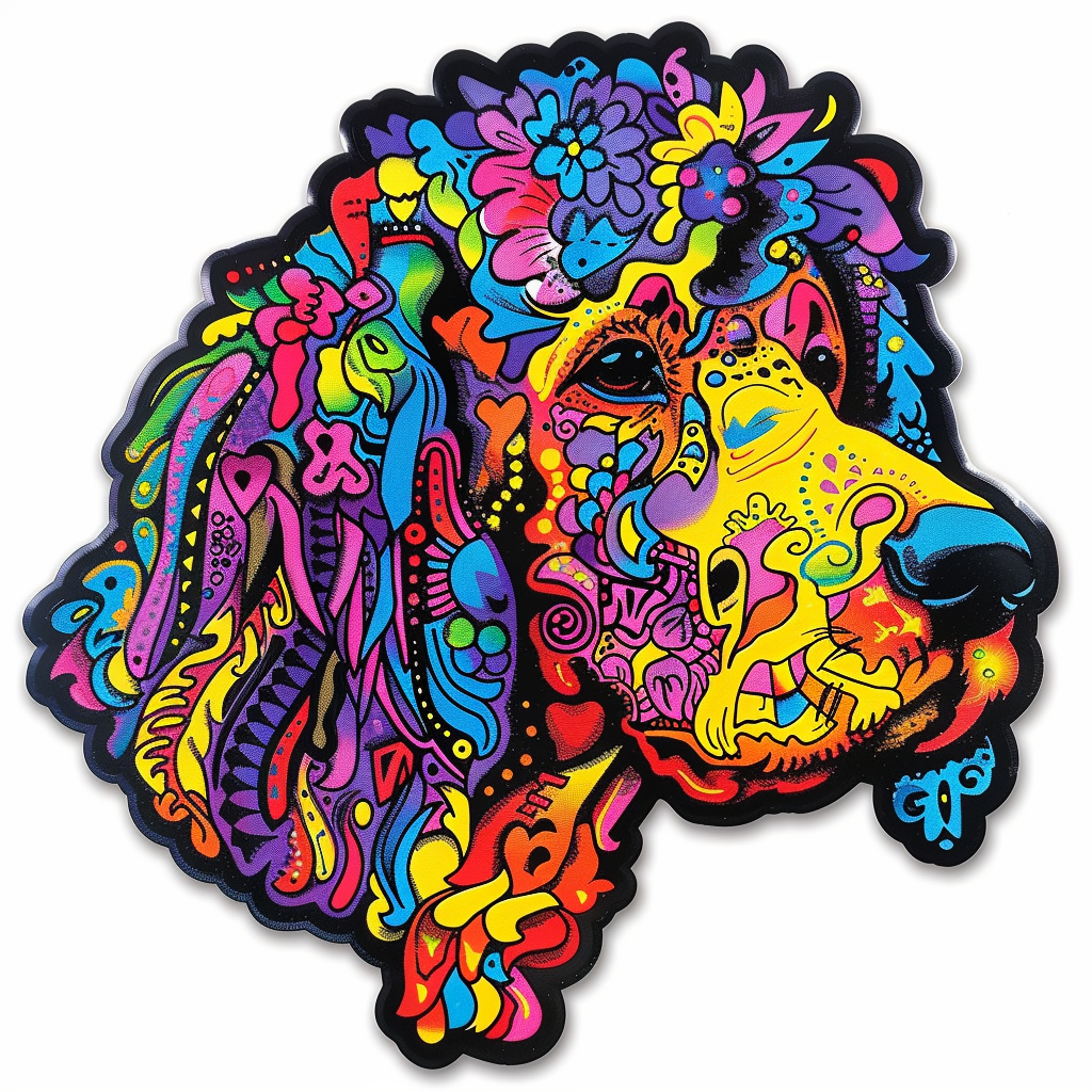 Poodle dog modern neon graffiti Vinyl Decal Sticker for Car, Laptop, Tumbler and more # F012205