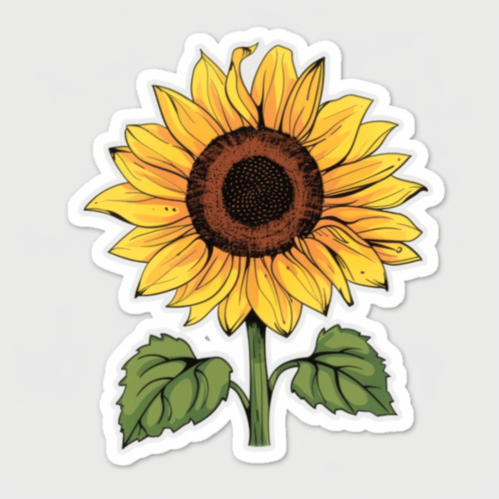 Sunflower flower majestic Expressive surreal Vinyl Decal Sticker for Car, Laptop, Tumbler and more # F023024