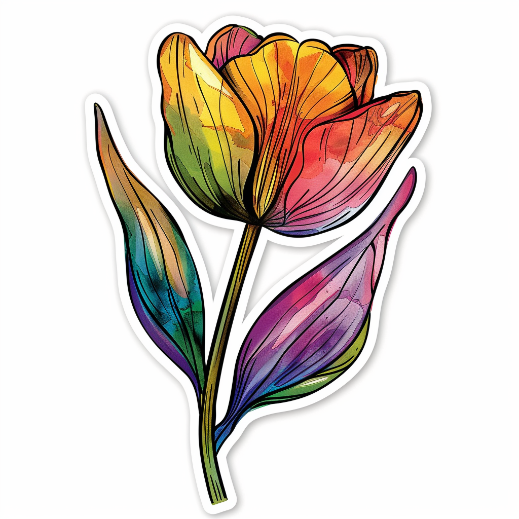 Sticker of a Tulip flower Vinyl Decal Sticker for Car, Laptop, Tumbler and more # F023447