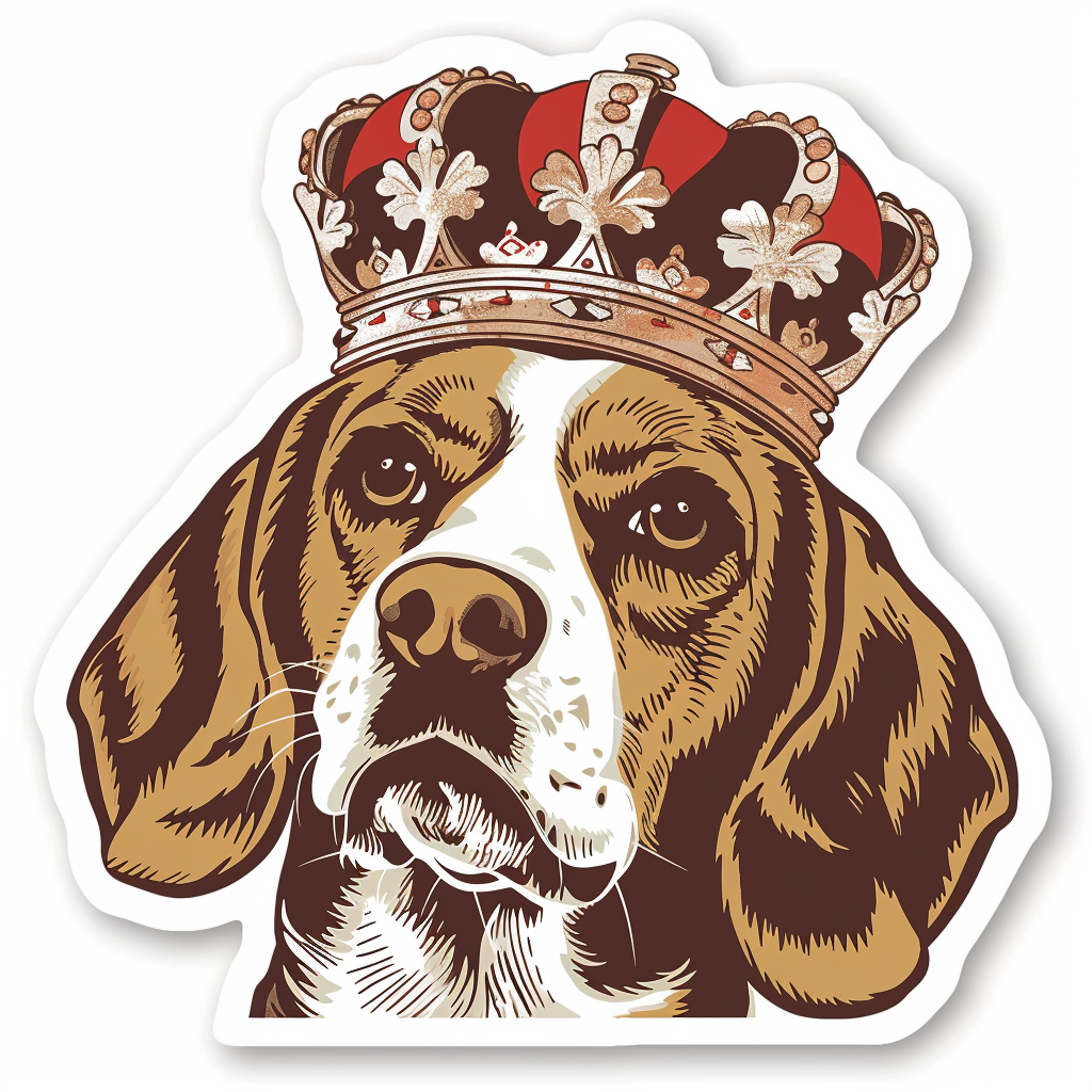 Beagle dog crowned Vinyl Decal Sticker for Car, Laptop, Tumbler and more # F012010