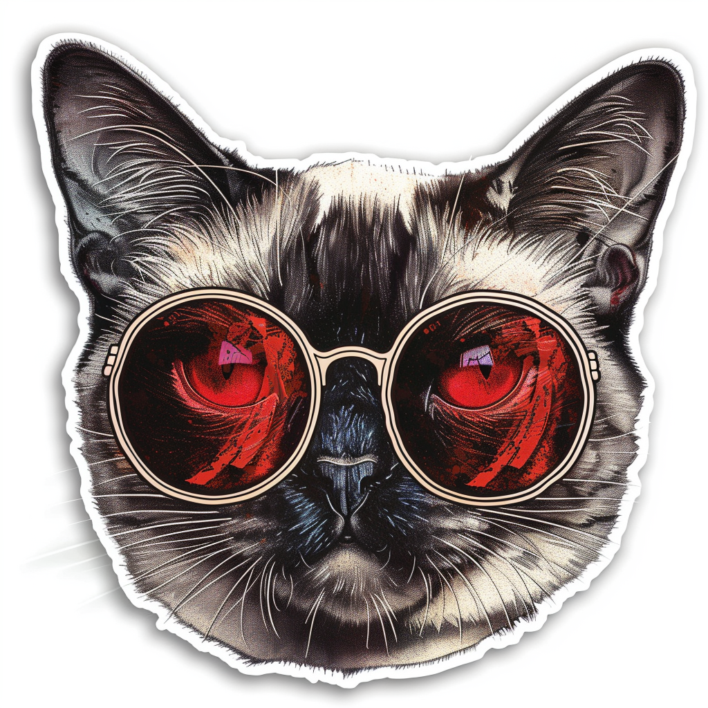 Burmese Cat wearing sunglasses Vinyl Decal Sticker for Car, Laptop, Tumbler and more # F010937