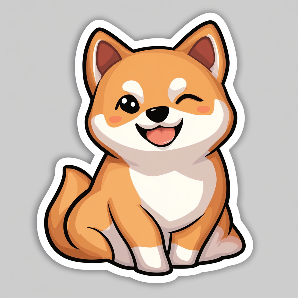 Shiba Inu sticker cartoon style Expressive surreal Vinyl Decal Sticker for Car, Laptop, Tumbler and more # F025852