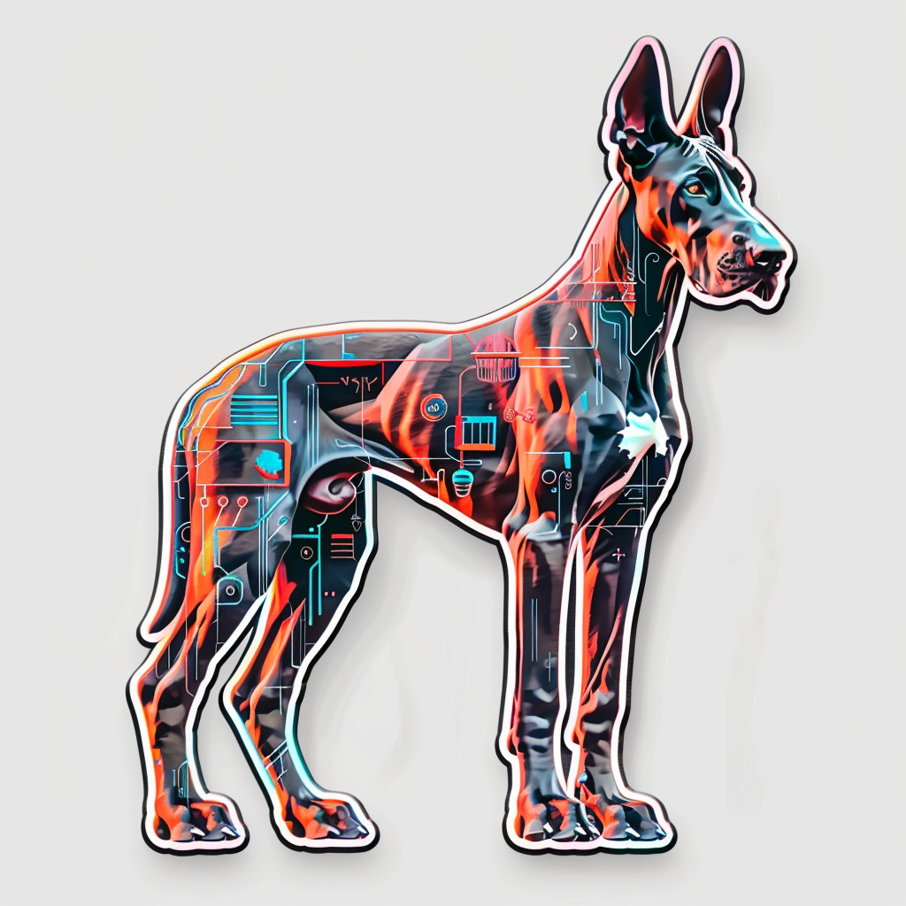 Great Dane Dog cyber punk majestic Expressive surreal Vinyl Decal Sticker for Car, Laptop, Tumbler and more # F017918