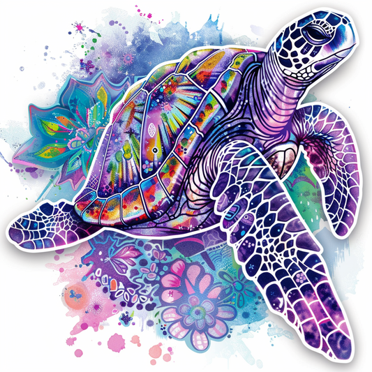 turtle majestic Expressive surreal Vinyl Decal Sticker for Car, Laptop, Tumbler and more # F021947-4" x 4"