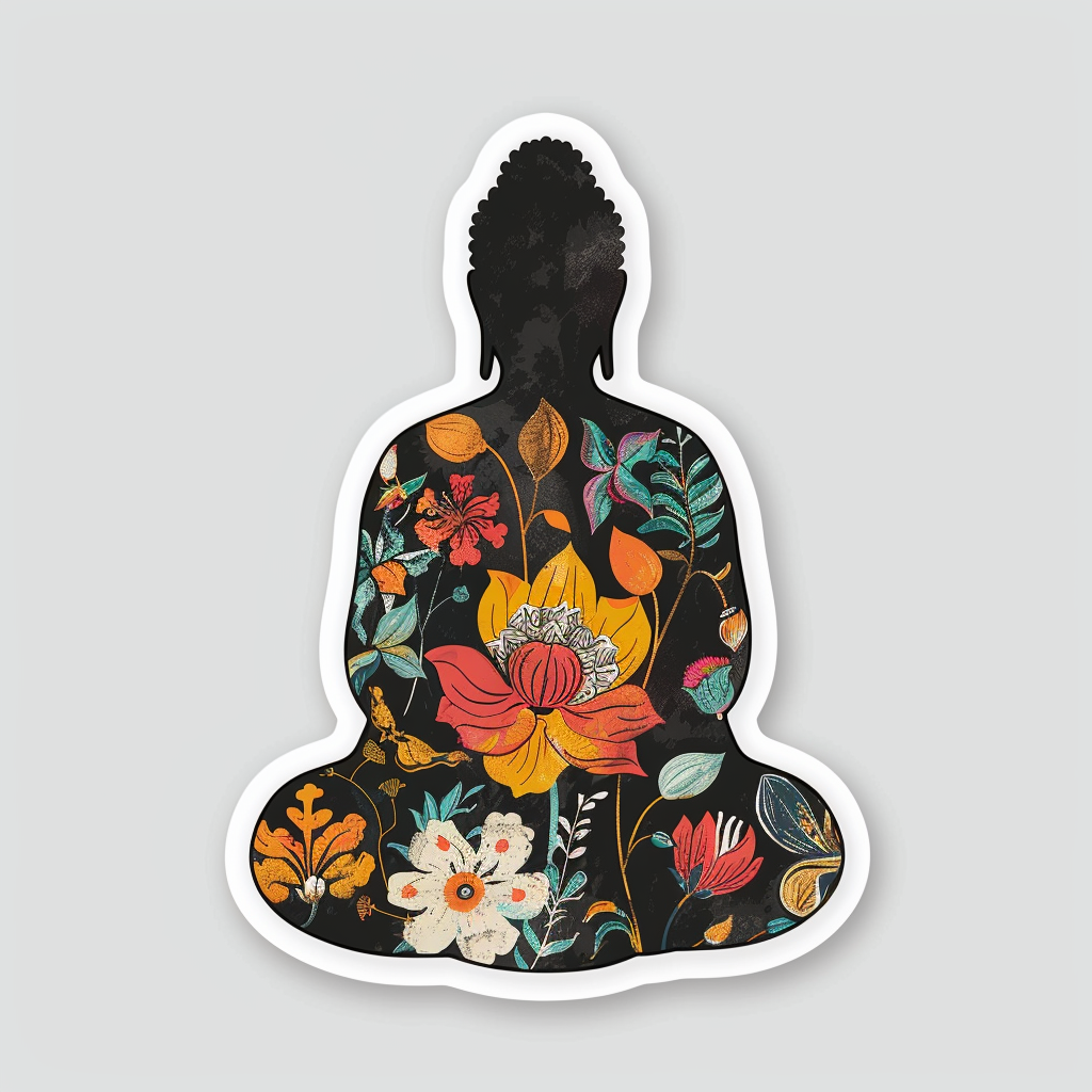 Buddha floral majestic Expressive surreal Vinyl Decal Sticker for Car, Laptop, Tumbler and more # F017045