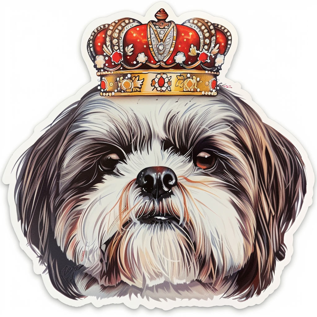 Adorable Shih Tzu Dog Expressive surreal Vinyl Decal Sticker for Car, Laptop, Tumbler and more # F018413