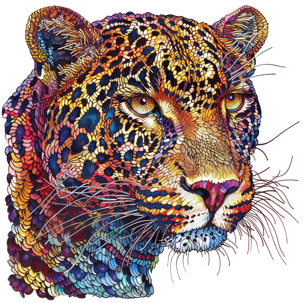 Leopard majestic Expressive surreal Vinyl Decal Sticker for Car, Laptop, Tumbler and more # F022417