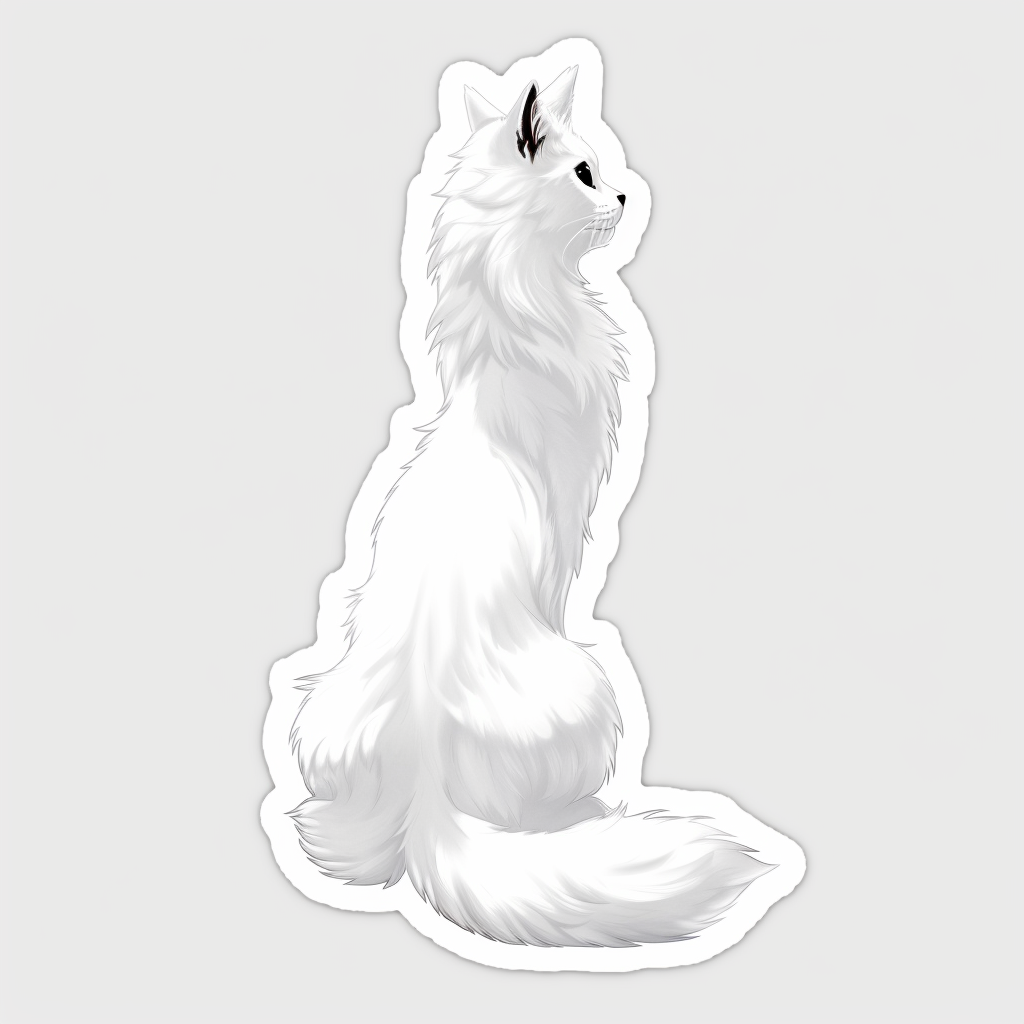 Adorable Turkish Angora Cat Vinyl Decal Sticker for Car, Laptop, Tumbler and more # F021022-4" x 4"
