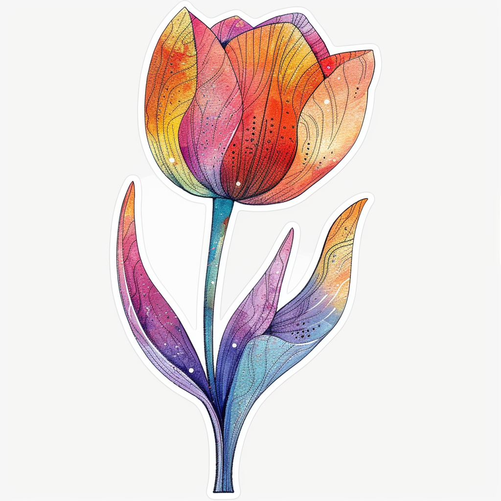 Sticker of a Tulip flower Vinyl Decal Sticker for Car, Laptop, Tumbler and more # F023396