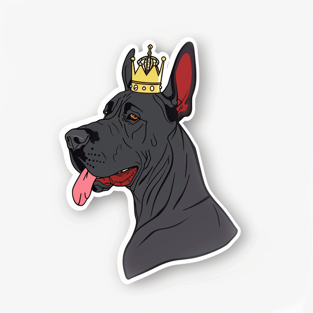 Great Dane Dog crowned majestic Expressive surreal Vinyl Decal Sticker for Car, Laptop, Tumbler and more # F017808