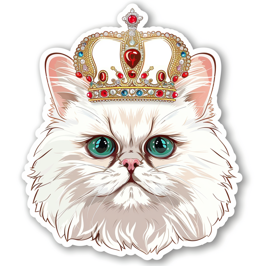 Persian Cat crowned majestic Expressive surreal Vinyl Decal Sticker for Car, Laptop, Tumbler and more # F016149