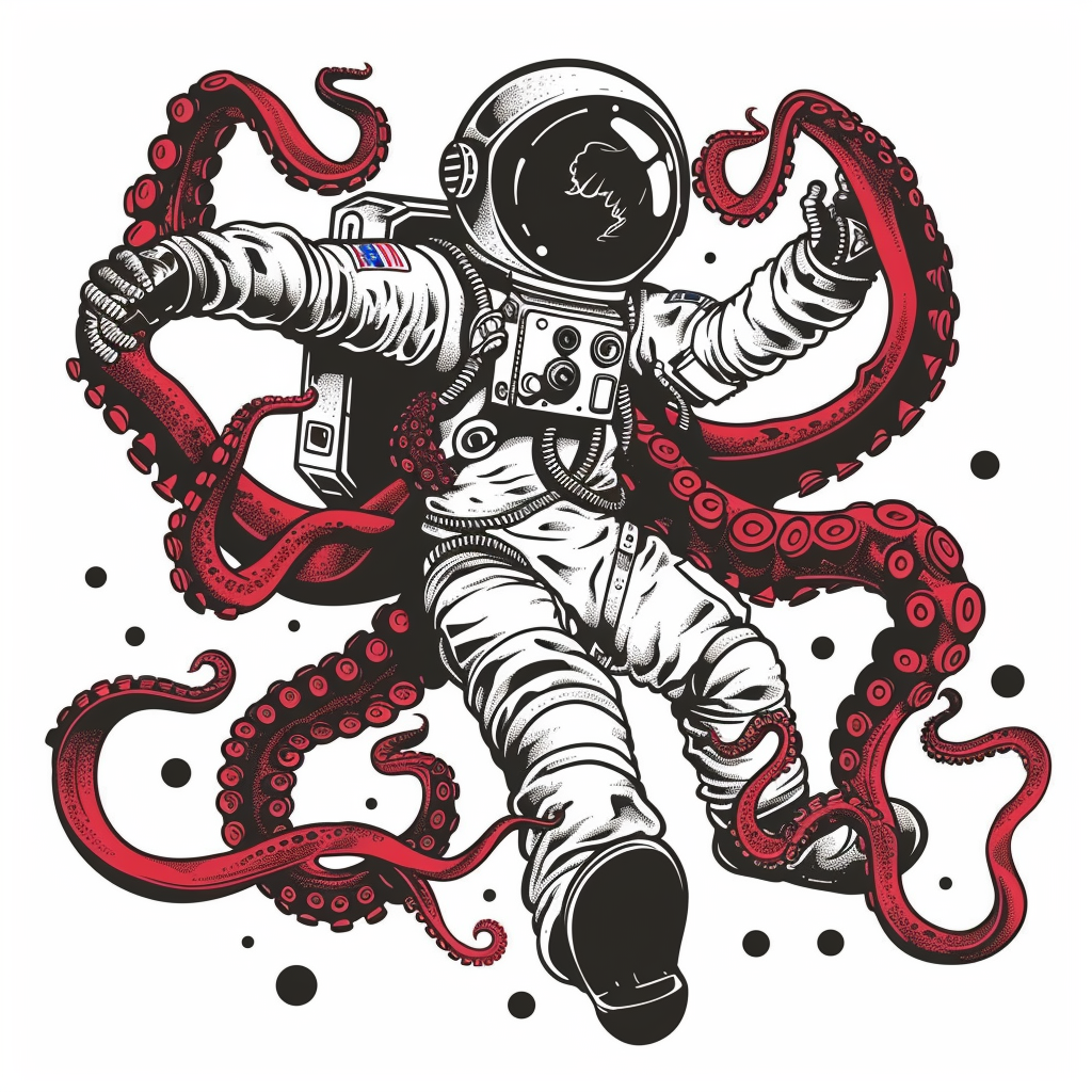 Sticker of an Octopus astronaut majestic Expressive surreal Vinyl Decal Sticker for Car, Laptop, Tumbler and more # F015455