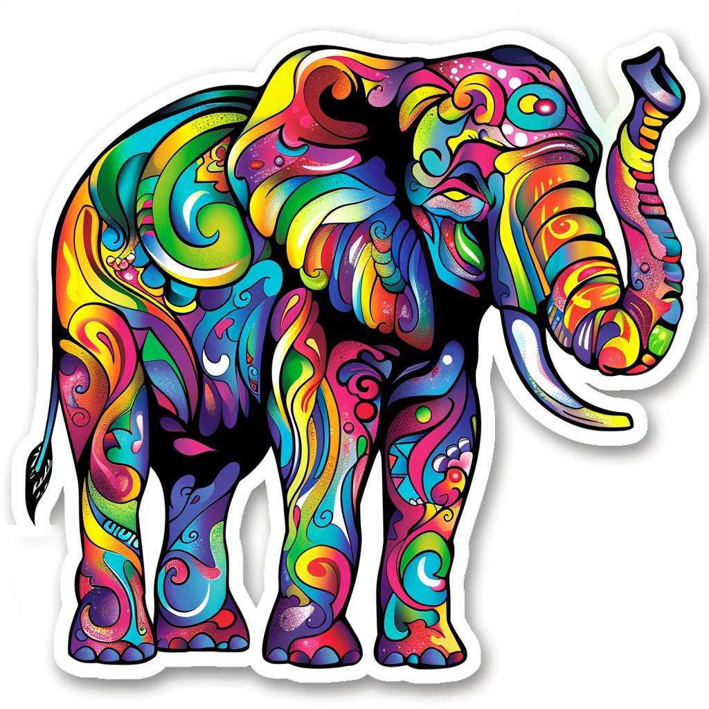 Elephant Expressive surreal Vinyl Decal Sticker for Car, Laptop, Tumbler and more # F022177-4" x 4"