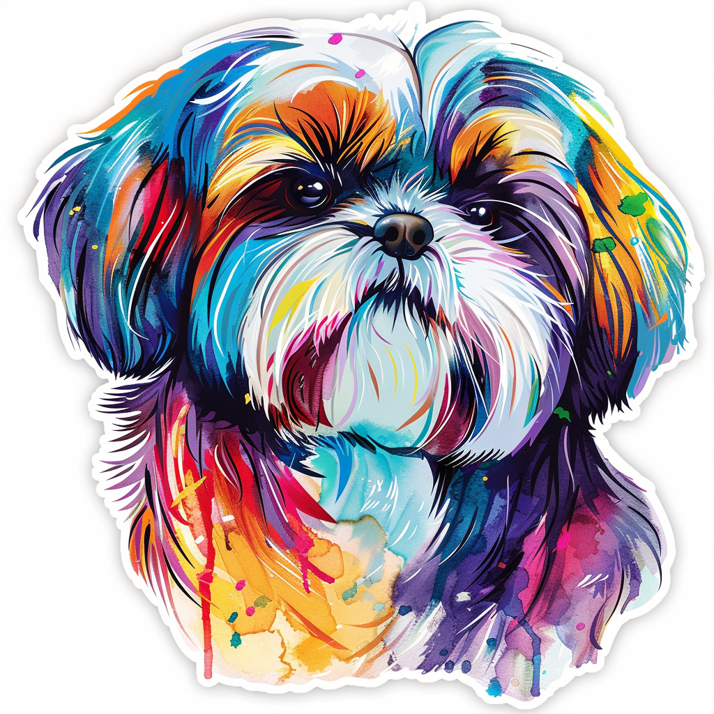 Adorable Shih Tzu Dog Expressive surreal Vinyl Decal Sticker for Car, Laptop, Tumbler and more # F018531