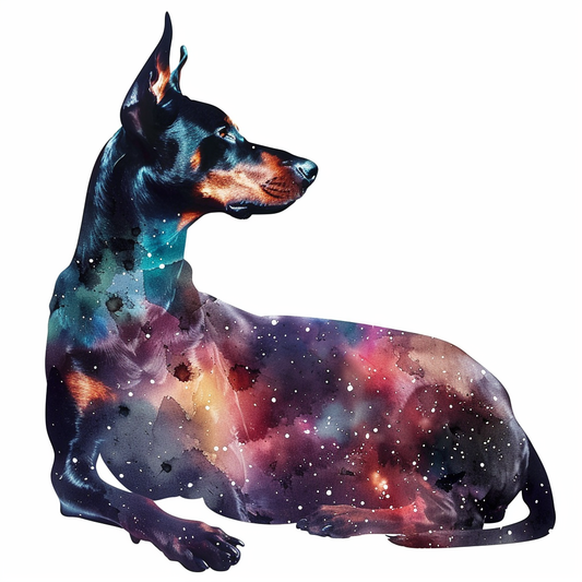 Doberman Pinscher Dog galaxy majestic Expressive surreal Vinyl Decal Sticker for Car, Laptop, Tumbler and more # F019497-4" x 4"